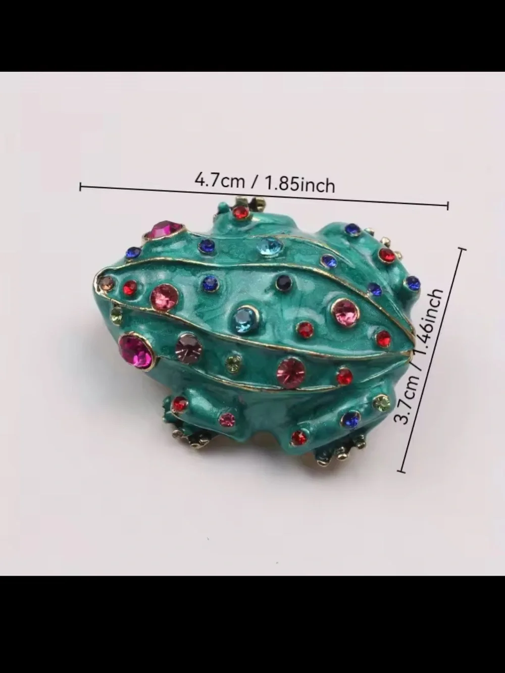 Cute Frog Turquoise Multicolor Crystal Brooch